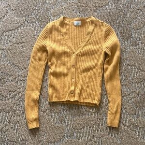Aritzia Mustard Yellow Ribbed Cardigan